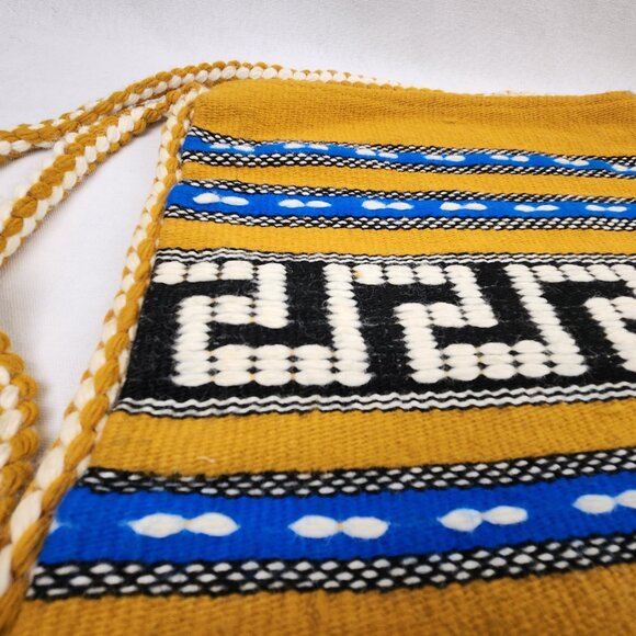 Handmade Woven Crossbody Bags Set | Greek Key Tribal Pattern Boho Tassel Accent - Picture 4 of 16
